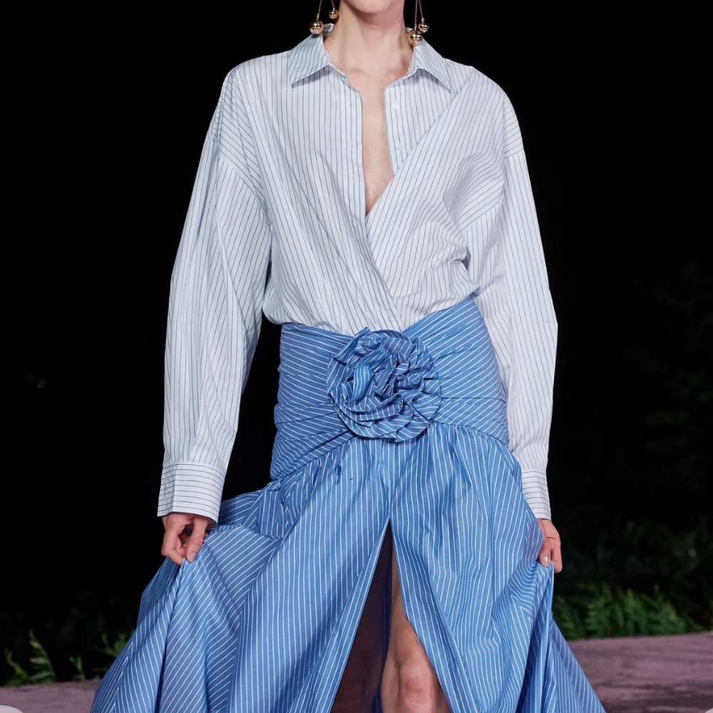 Oversized striped cotton-poplin shirt